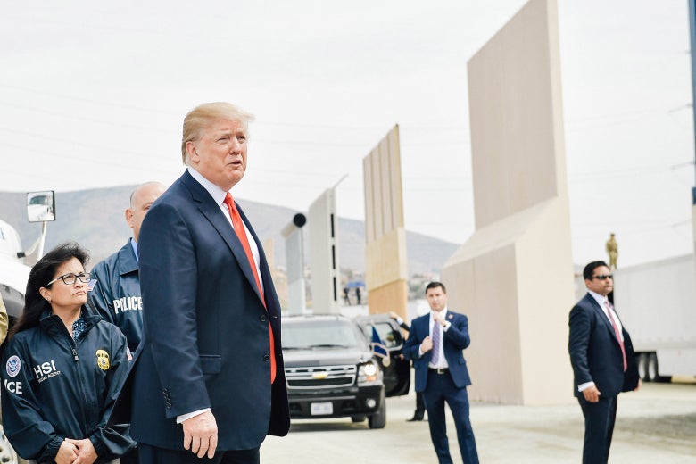 Donald Trump inspects border wall prototypes in San Diego on March 13.